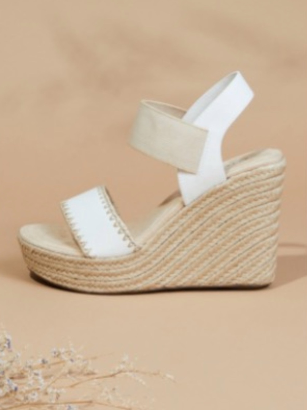 Altar'd State Beige and White Wedge Sandals